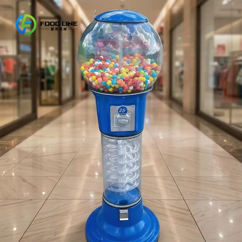 Customized 110 Cm Height Coin Operated  Chewing Gum Spiral Bouncing Ball Capsule Toys Candy Gumball Vending Machine