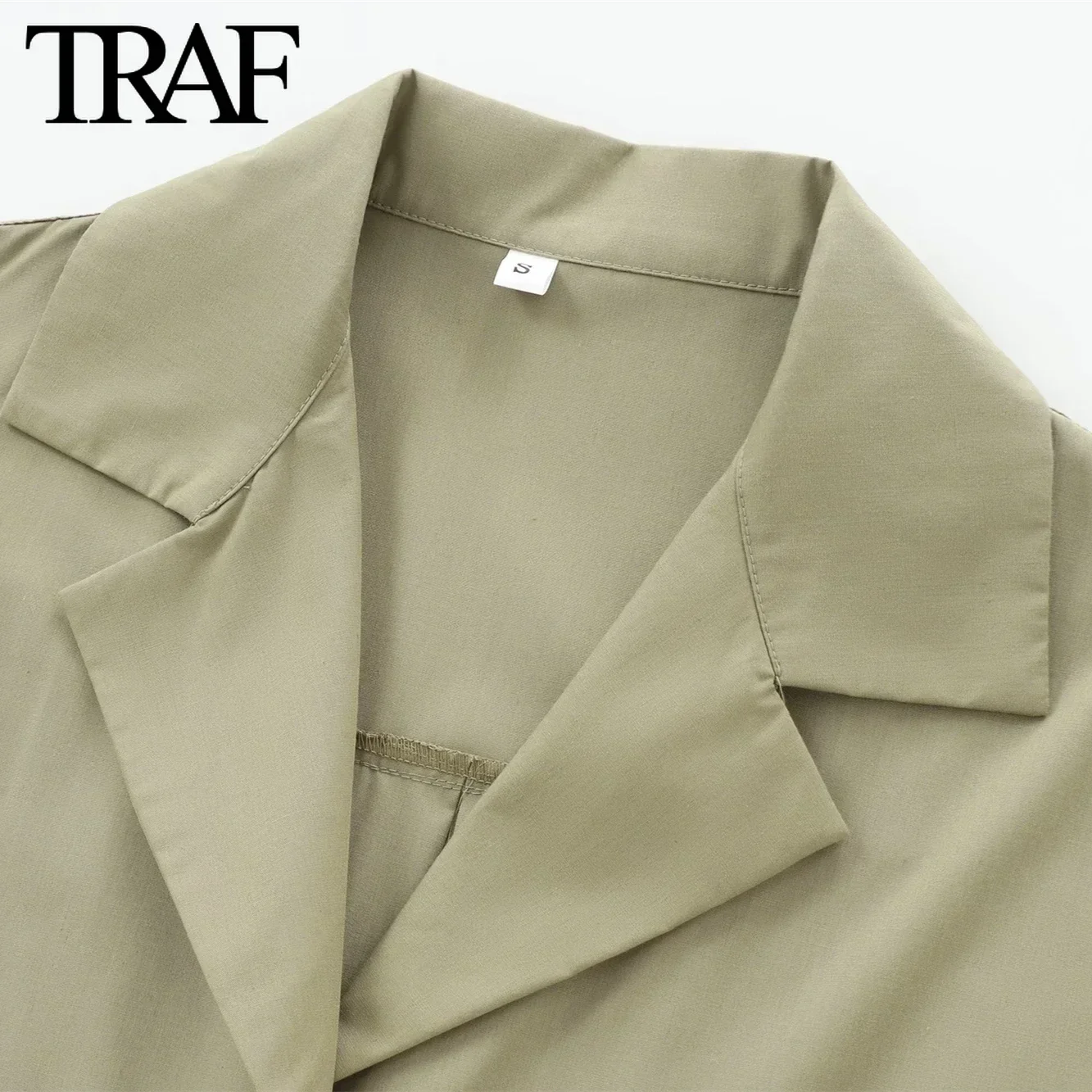 TRAF Women Fashion Spring Autumn New 2024 Poplin Pocket Long Sleeve Suit Collar Blouse Street Clothing Shirt Chic Ladies Top