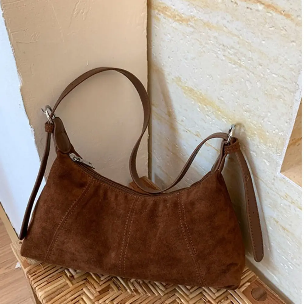 

Shoulder Bag Suede Pillow Handbag Large Capacity Candy Color Slouchy Hobo Bags Korean Style Handbag Solid Color Tote Bag