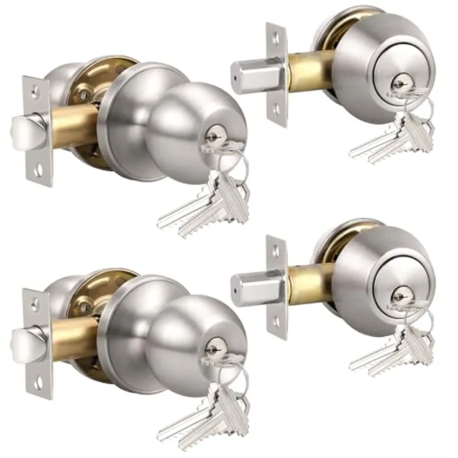 

Entry Door Knobs with Deadbolt, Same Keys One Keyway Door Handlesets, Finish-Keyed on Both Side