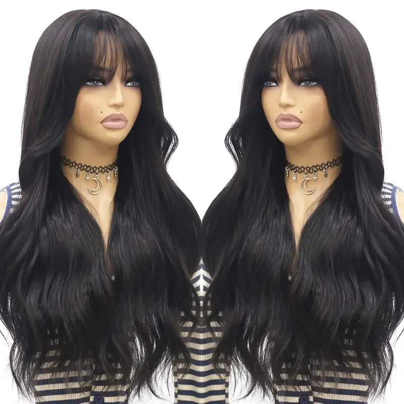 

Парик Воздушная челка Большая волна Длинный вьющийся парик Натуральный цвет Парик в европейском и американском стиле