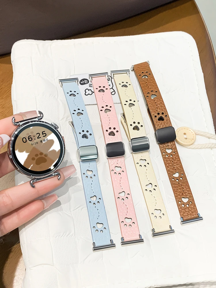 Hollow Cat Paw Pattern Strap for Samsung Galaxy Watch 7 6 FE 5 Pro 4 6 Classic 44mm 40mm Sport Bracelet Smart Watch Accessories