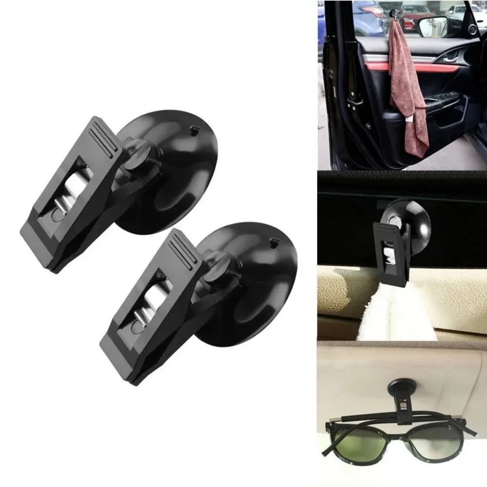 8PCS Car Interior Window Clip Mount Black Suction Cap Clip Plastic Sucker Removable Holder For Sunshade Curtain Towel Ticket