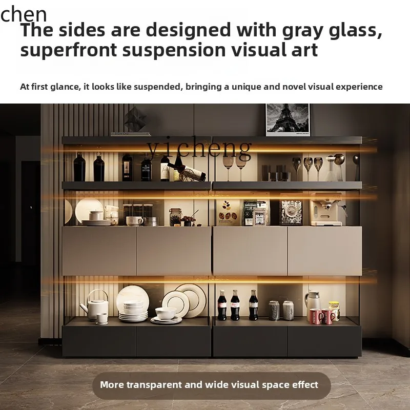 خزانة مشروبات جانبية لتناول الطعام بتصميم إيطالي بسيط من HXL، خزانة عرض زجاجية مفتوحة #2