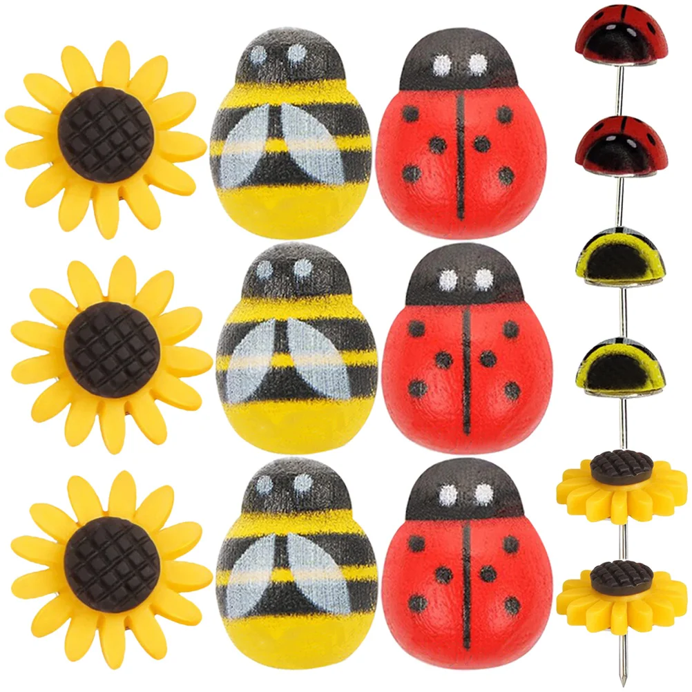 

30pcs Replaceable Push Pins Multi-Function Thumbtacks Delicate Compact Sunflower Shaped Map Supplies Cork Board Accessories