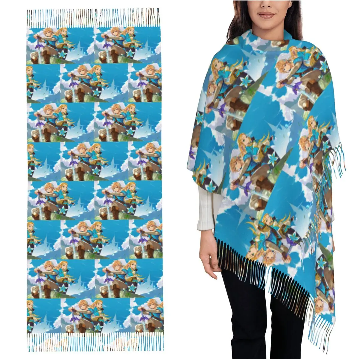 الأميرة زيلدا. تصفية. وشاح شرابة الأوشحة النساء شالات دافئة ناعمة ويلتف طويل الخريف الشتاء شال التفاف #1