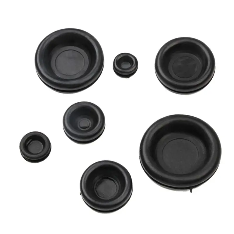 HGHO 170Pcs 7 Sizes Rubber Grommet Assortment Kit, Firewall Hole Plug Set Electrical Wire Gasket Solid Hole Plugs Set