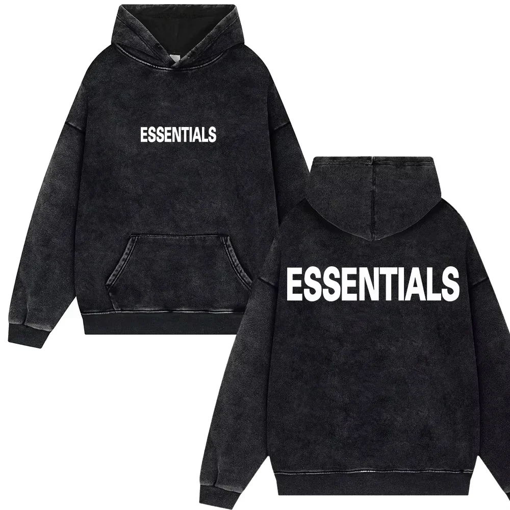 2025Couple Essentials Hoodie Letter Logo Sweatshirt Hip Hop Loose Unisex Pullover Trendy Vintage Gym Fitness Streetwear Oversize