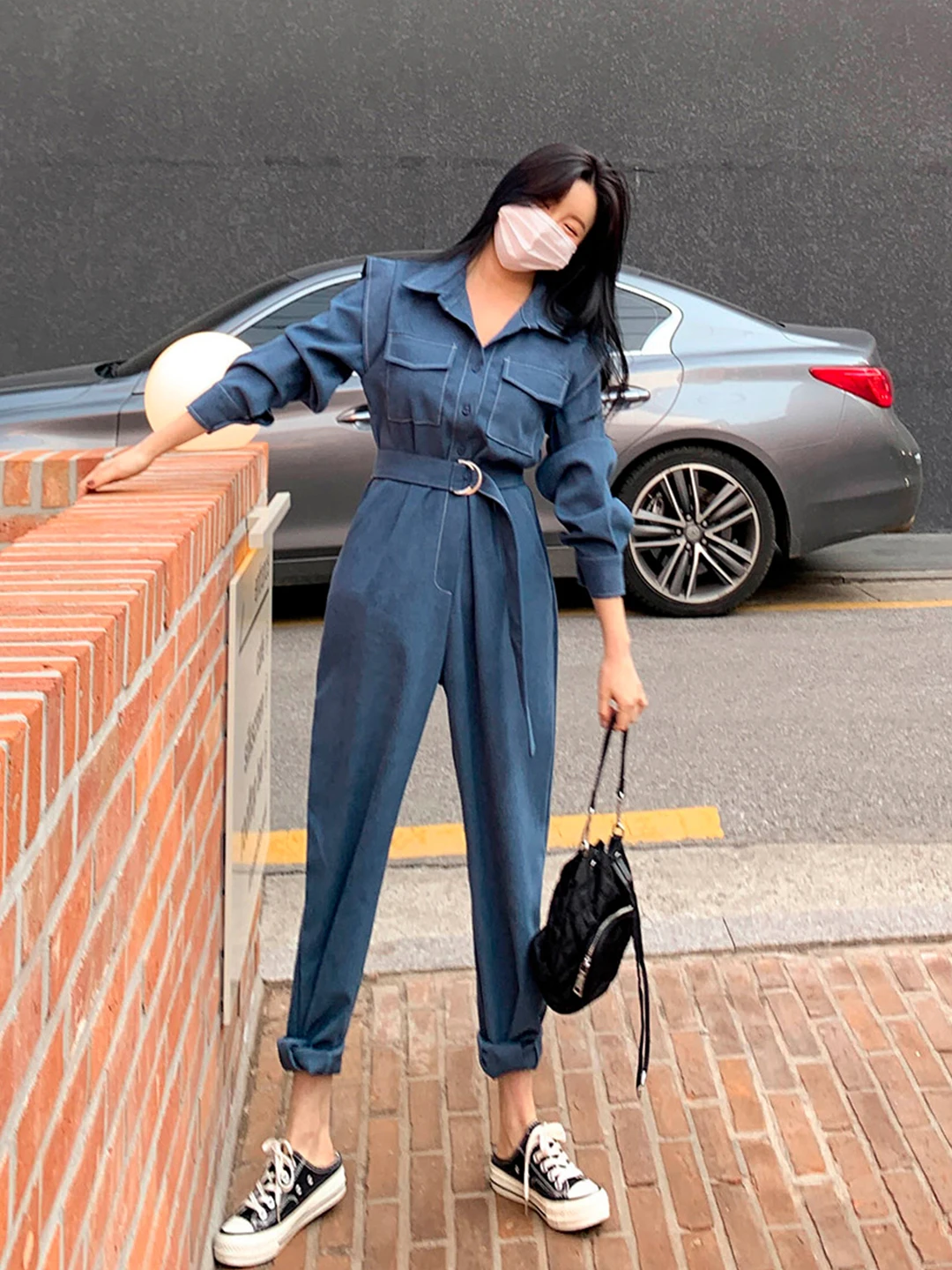 

Slim Fit Denim Overalls Women's Spring New Sle Casual High Waist Zipper Closure Comfortable Breathable Faionable Set