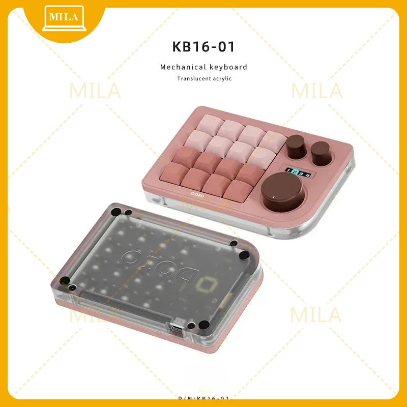 For DOIO KB16-01 16 Keys Mini Mechanical Keypad QMK VIA Designer Ergonomics 3 Knob Customized Controller Windows Macos PC gift