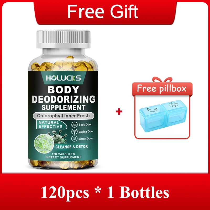 HOLUCKS Chlorophyll Capsules Supplement, Internal Detox Cleanse, Body Deodorant, Promote Digestive & Skin Wellness