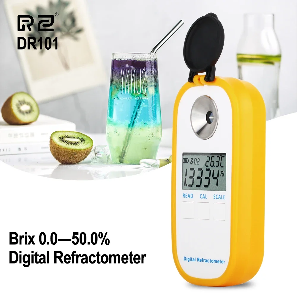 Digital Refractometer LCD Display 0.0~50.0% Brxi Sugar Meter Fruit Juice Refractometer DR101