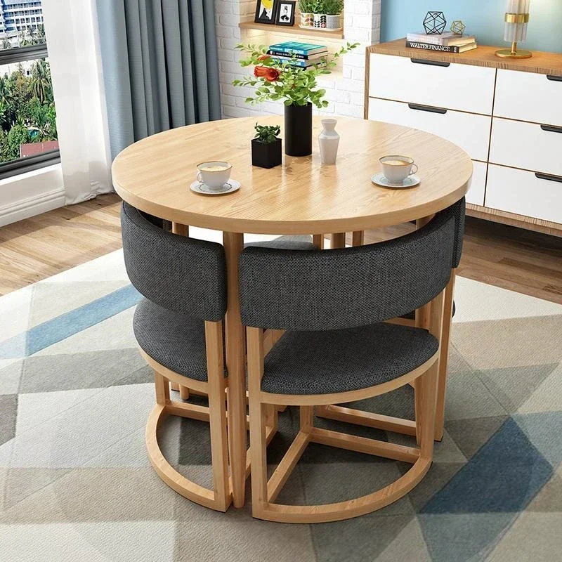 Mobile Dining Tables Set Kitchen 4 Chairs Newclassic Wood Makeup Table Small Apartment Muebles De Cocina Furniture