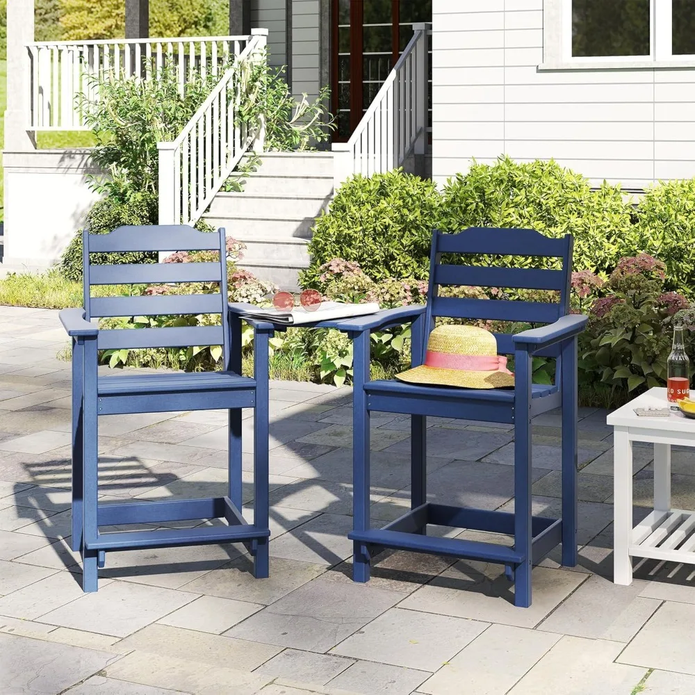 

Высокие стулья Adirondack, набор из 4 шт., устойчивые к атмосферным воздействиям балконные стулья из ПЭП для сада, заднего двора, у бассейна, вместимость 300 фунтов