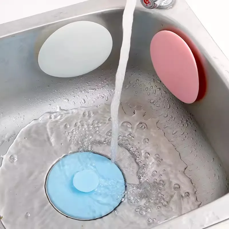 5pcs Silicone With Suction Bathtub Stopper Washbasin Plug Tub Overflow Drain Cover Shower Drain Flat Suction Cover Hair Catcher