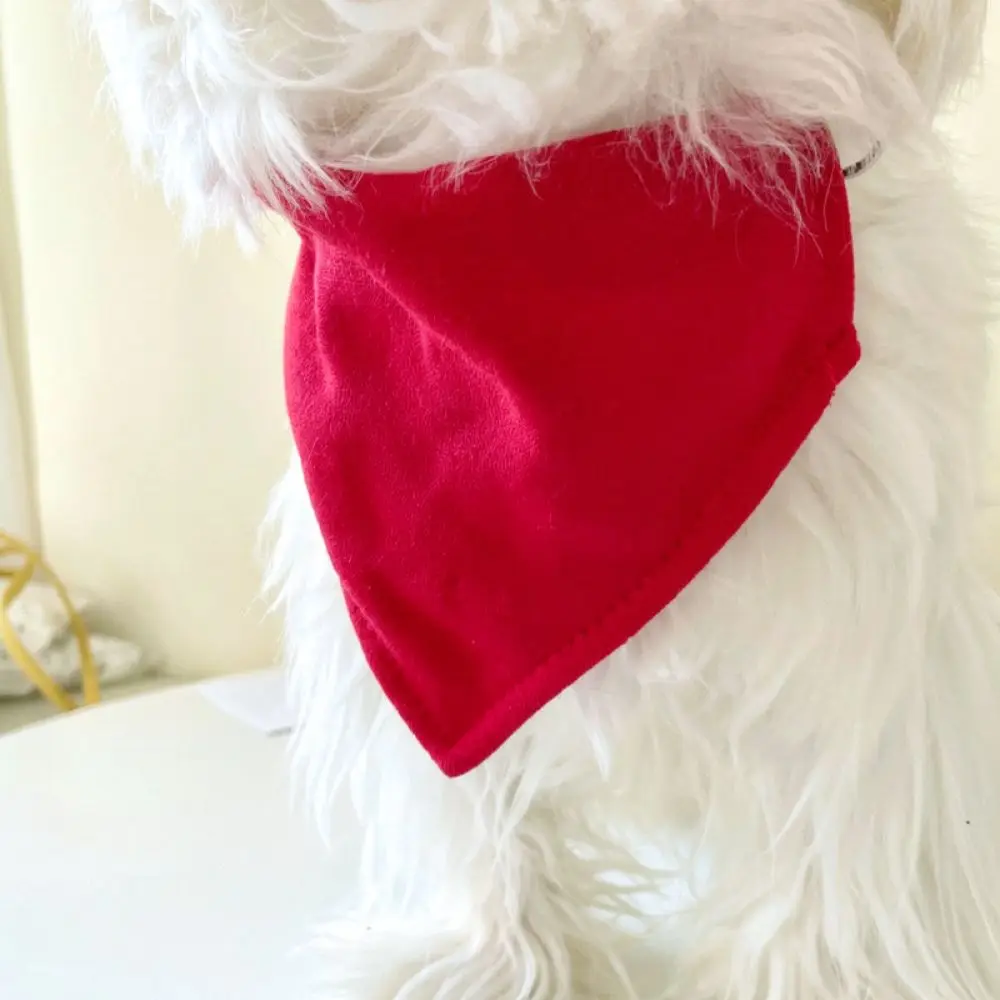 Cute Dog Cat Wedding Bibs Red Festive Bowtie Collar Soft Cotton Triangle Scarf For Holiday Celebration Pet Apparel