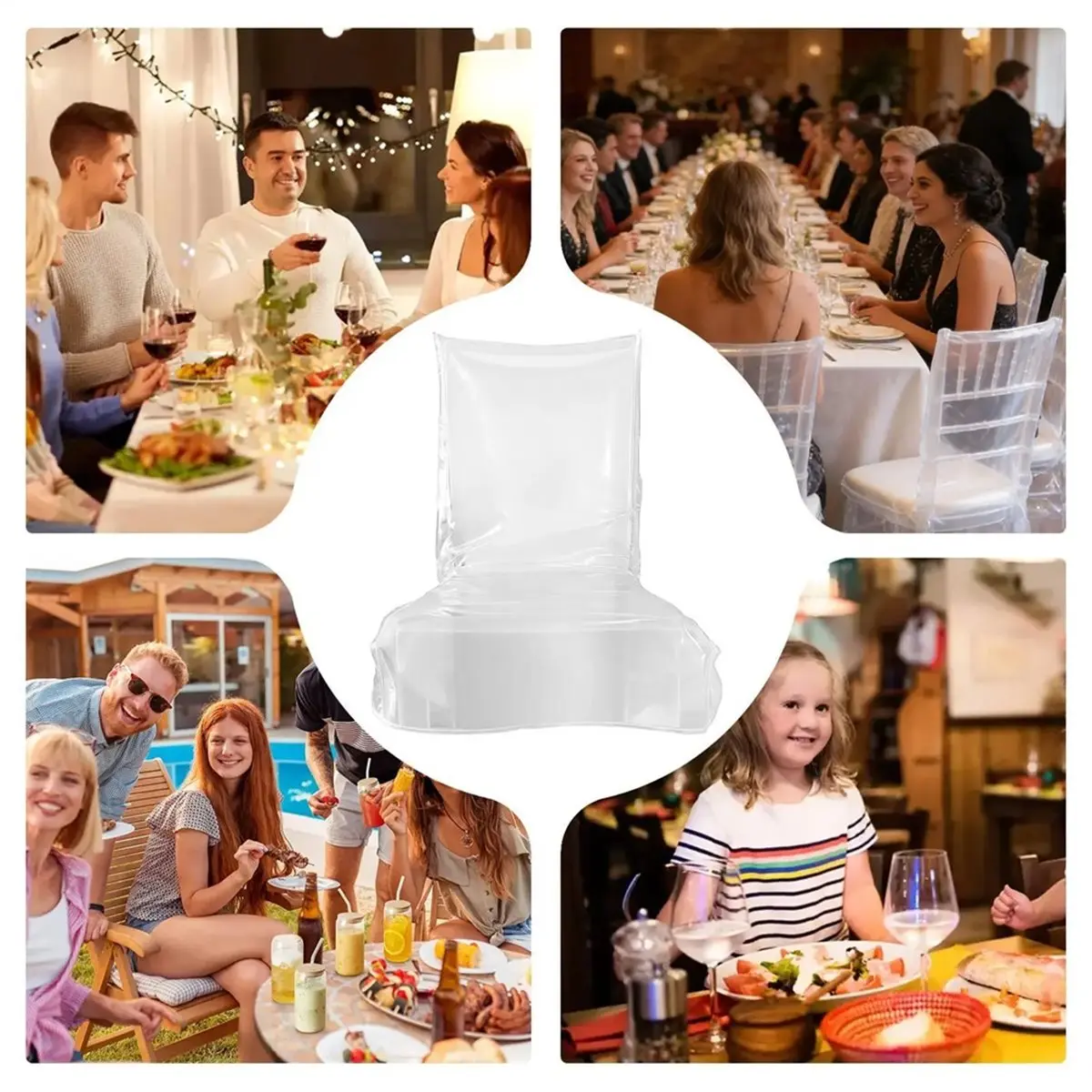2026 New 2PCS Chair Covers for Dining Room Transparent Chair Slipcover with Backrest for Outdoor Dining Patio Kitchen