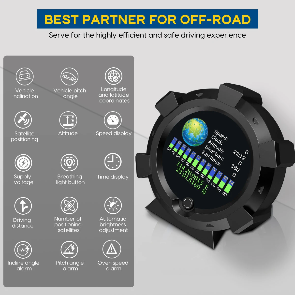 L X95 Wielofunkcyjny GPS Inclinometr Kompas Samochodowy Prędkościomierz PMH KMH Miernik Nachylenia Urządzenie Śledzące