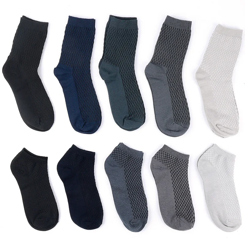 2/6/10pcs Men Socks Bamboo Fiber Breathable Deodorant Sport Socks High Tube Solid Color Elastic Business Socks Men Short Socks