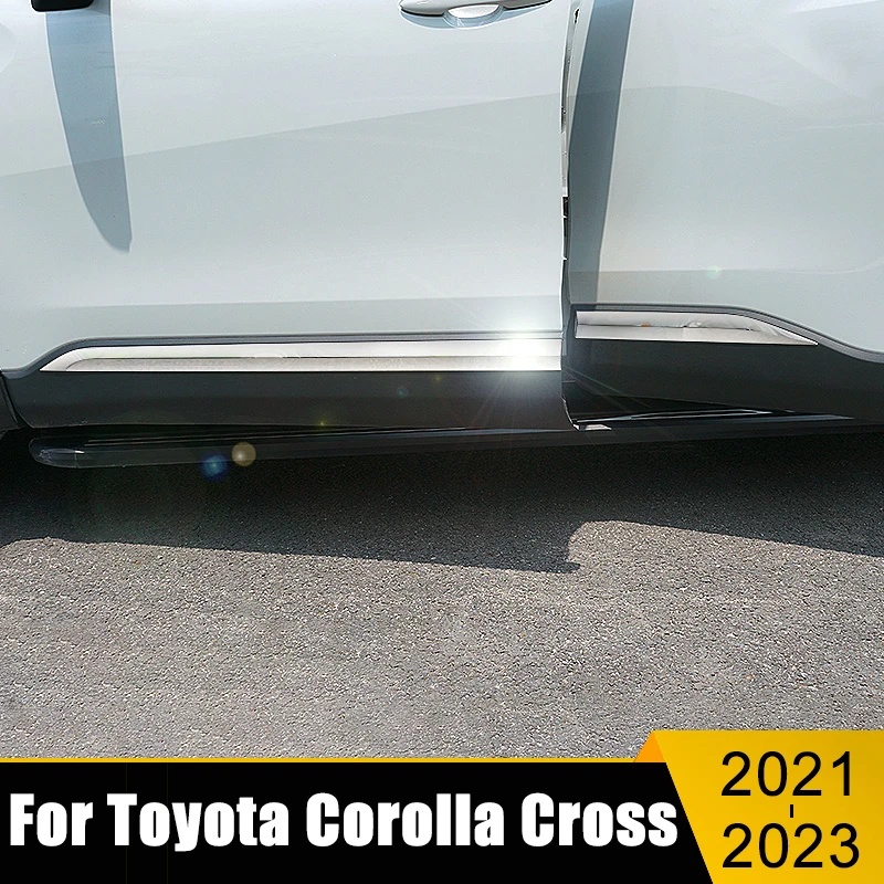 

Stainless Car Side Skirt Sticker Cover Side Body Door Trim Strip Accessories For Toyota Corolla Cross XG10 2021 2022 2023 Hybrid