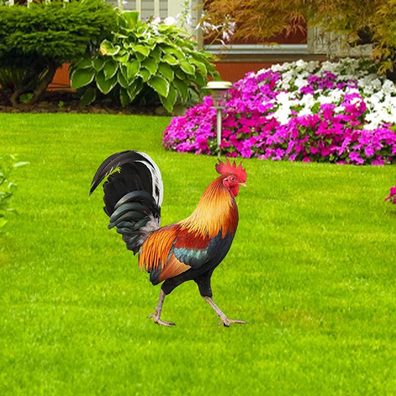 1pc Garden Rooster Statue Chicken Sculpture For Yard Decor Weatherproof Hen Figurine For Patio Backyard Home Outdoor Decoration