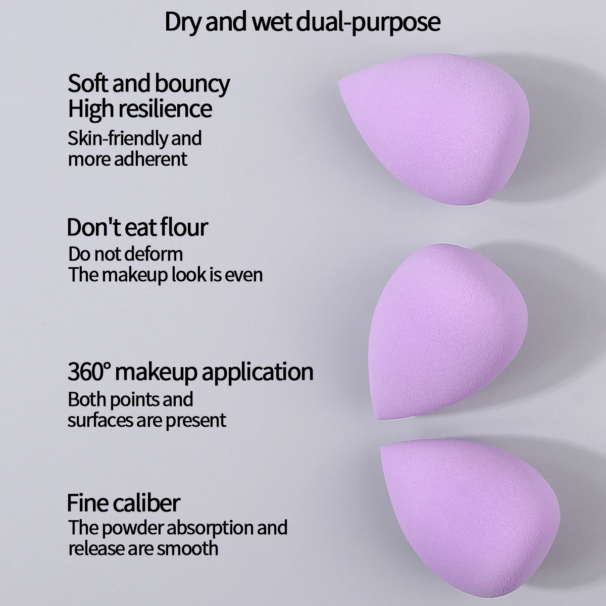 12/20/25/30/50/100 Uds. Esponja de maquillaje púrpura de gran tamaño más vendida huevo de belleza herramienta de maquillaje facial de doble propósito seco y húmedo