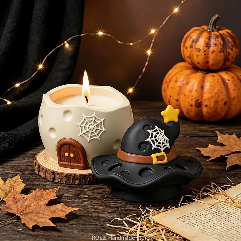 Wizard Candy Jar Silicone Mold Wizard Hat Plaster Mold Gardening Cement Flower Pot Mold Halloween Decoration