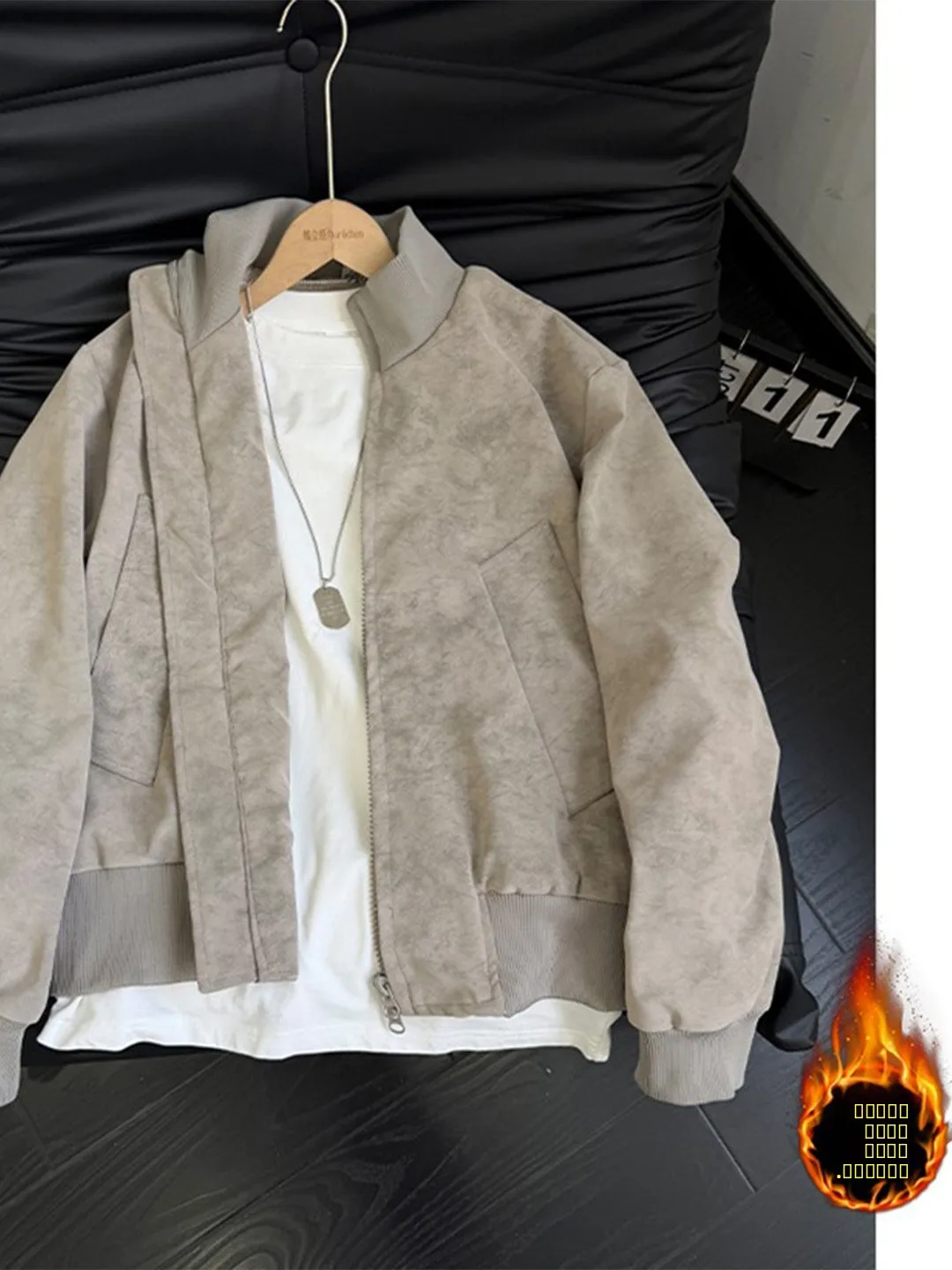 

Ретро-американская вельветовая куртка-бомбер с эффектом тай-дай, мужская зимняя утепленная куртка из искусственной кожи с флисовой подкладкой, мотоциклетная куртка с воротником-стойкой