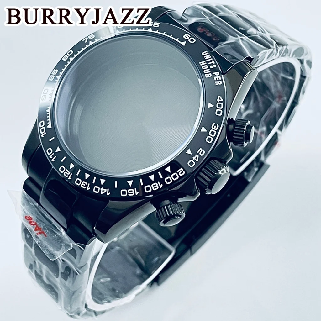 

40mm VK63A Quartz Chronograph For Daytona With Polished Bracelet Sapphire Crystal Watch Case VK63 VK64 Movement Ceramic Bezel