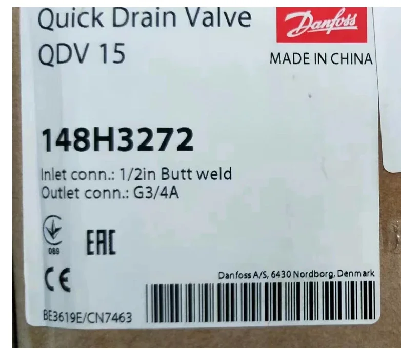 Danfoss 148H3272 Quick Drain Valve QDV15 148H3272