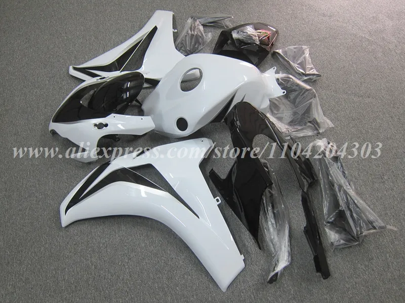 Nuovi kit carenatura moto ABS per HONDA CBR1000RR 2008 2009 2010 2011 08 09 10 11 Set carrozzeria iniezione bianco nero lucido