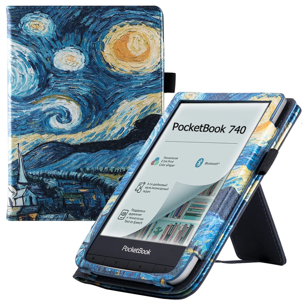 

Чехол-подставка для 7,8-дюймового PocketBook 740 Inkpad 3 Pro/InkPad 3 Color eReader - чехол из искусственной кожи с ручным ремешком и автоматическим режимом сна/пробуждения