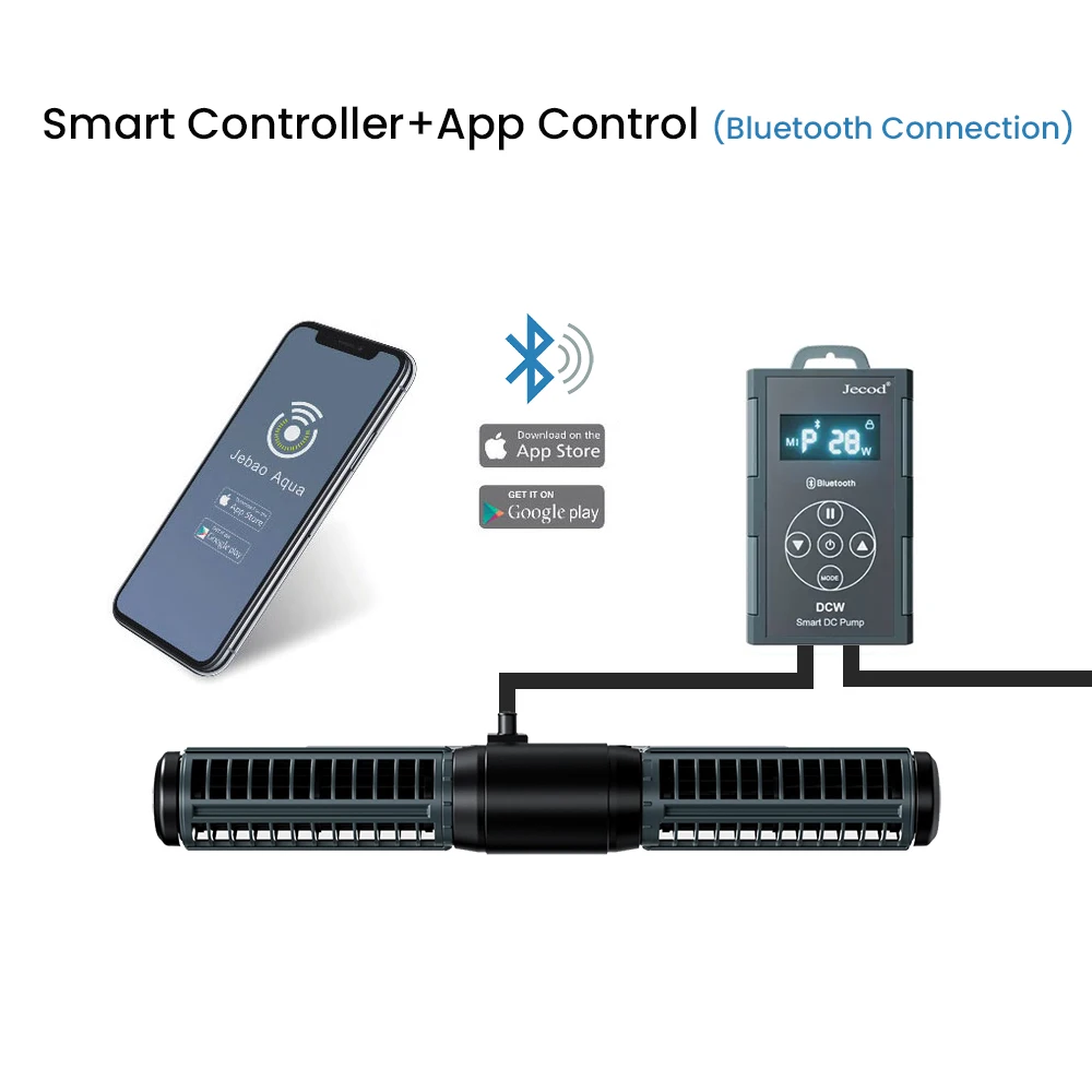 Jebao Jecod Bluetooth Cross-flow Pump New DCW Series Aquarium Fish Tank Circulating Flow Pump App Control DC Water Pump