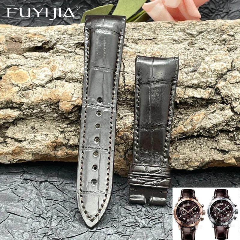 

FUYIJIA New Custom B-REGUET Watch Band 21MM Calibrator Alligator Strap Handmade Genuine Leather Belt Crocodile Skin Watchbands