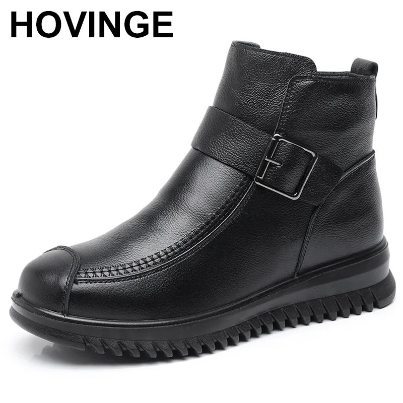 

Fashion Genuine Leather Women Casual Short Winter Snow Boots Natural Lined Warm Shoes Waterproof