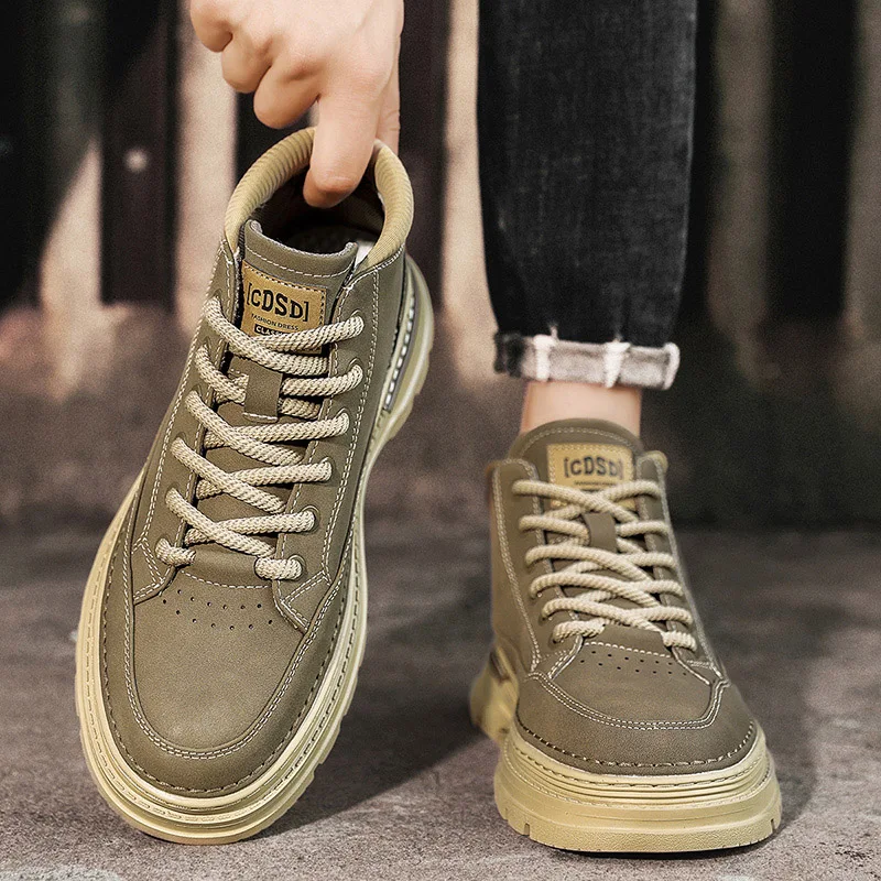 Men's Retro Casual Boots Autumn Breathable Comfortable Black Simple Daily Flat Work Shoes Men's New Arrivals