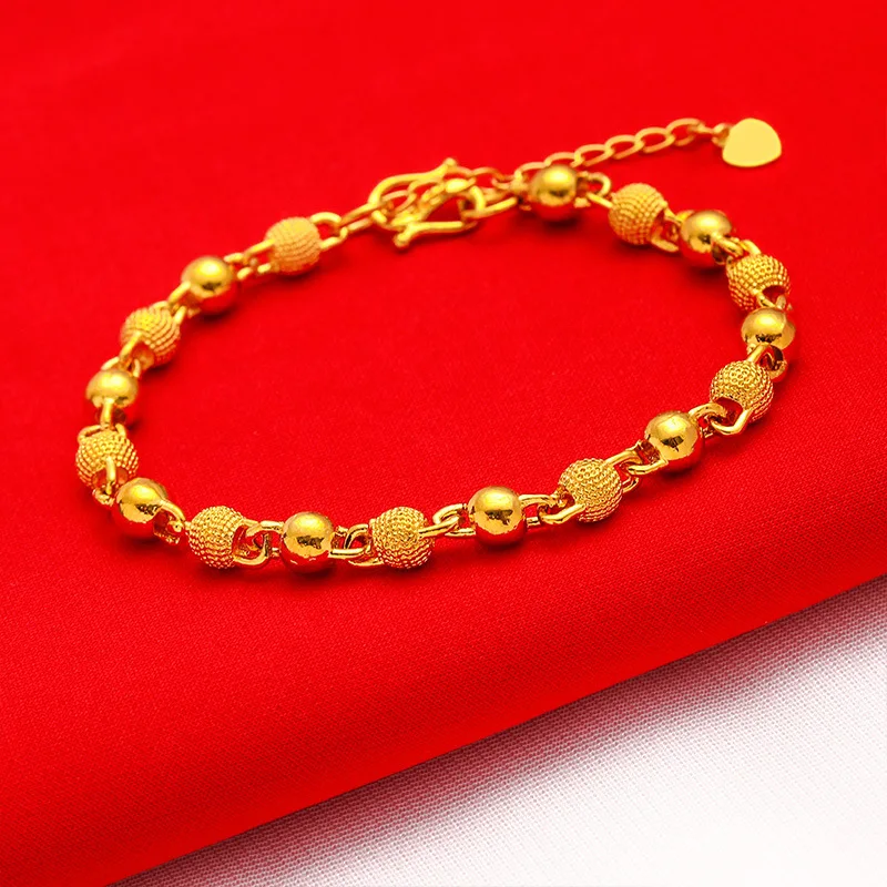 

Minimalist Women's 9999 24K Real Gold Translucent Bead Bracelet Women's Roadway Gift for Mother Wife Women Bracelets