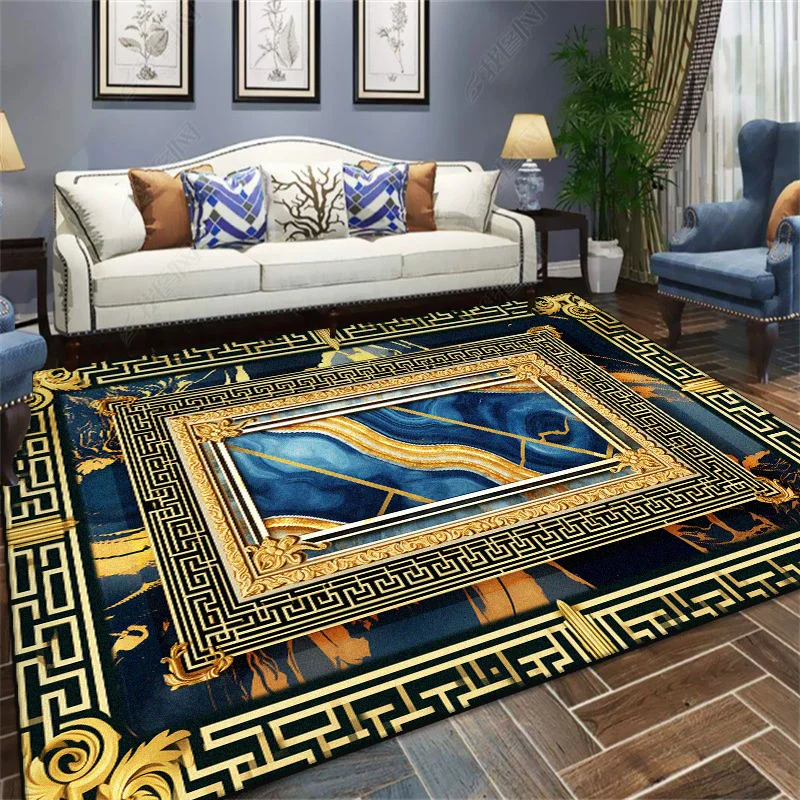 

Gorgeous Decorative Carpet Living Room Thickened Soft Bedroom Rug Large Carpets Gold Home Dining Room Decoration Non-slip Mats