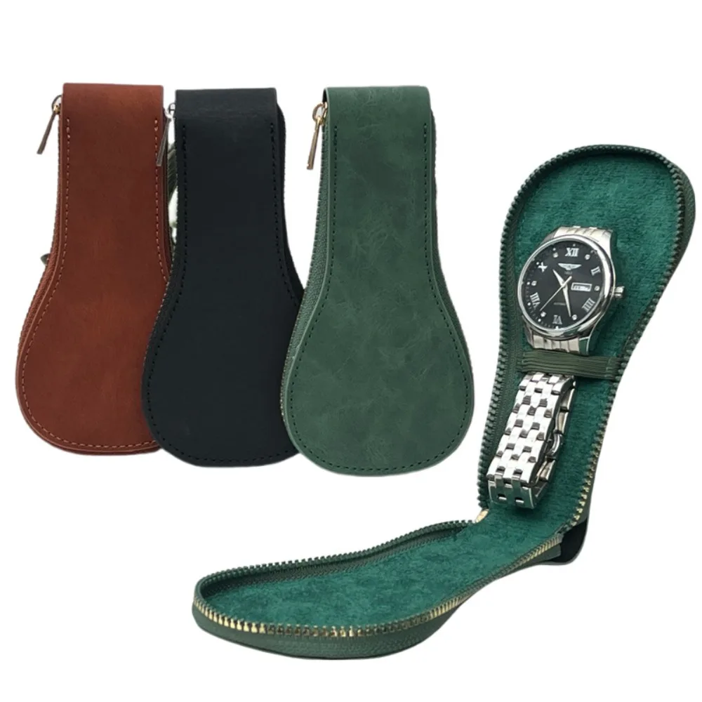 Multi Purpose PU Watch Case Scratch Resistant Soft Lining Watch Pouch Dust Proof Compact Design Jewelry Box Travel Storage
