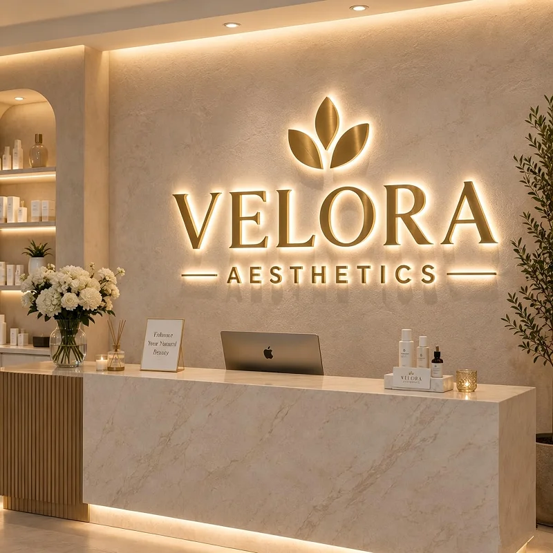 Led 3D Backlit Letter Business Sign Custom Illuminated Acrylic Wall Logo Decor For Beauty Hair Salon Nail Spa Store Front