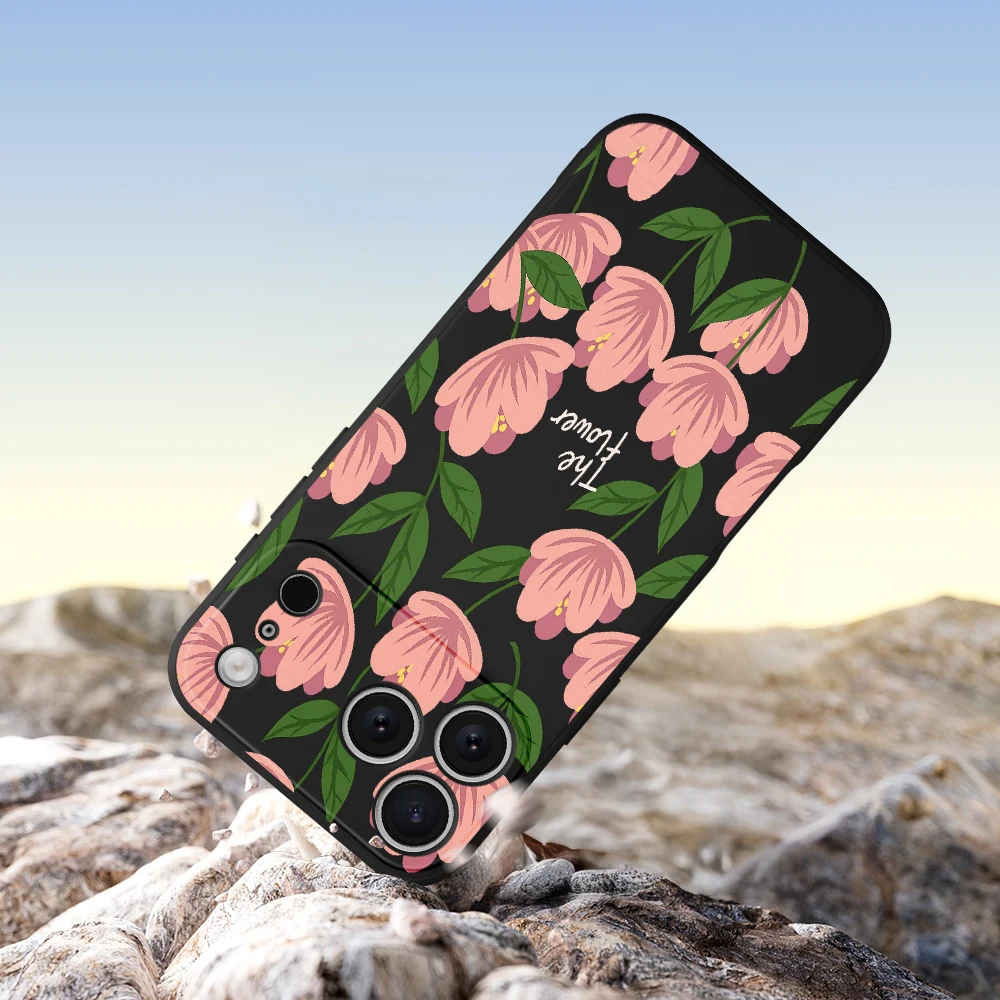 غطاء حماية من البولي يوريثان بنمط زهرة رومانسية لهاتف iPhone17 ProMax 17 Air 16 15 14 13 12 11 Pro Max XS Max7 8 Plus 16e 16 Plus