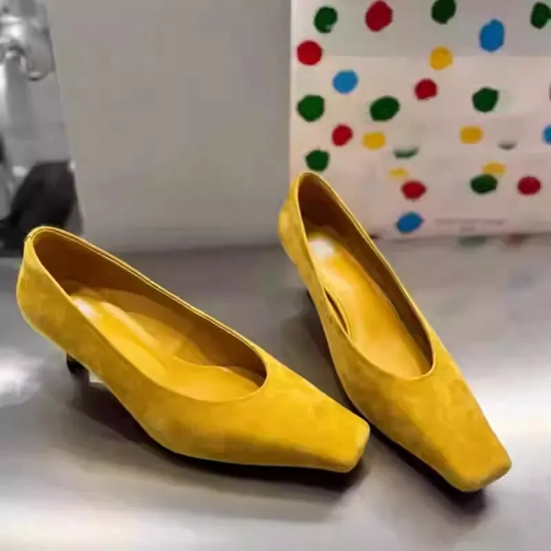 

Новые замшевые туфли-лодочки с квадратным носком, женская элегантная удобная обувь на высоком каблуке, женская модная пикантная офисная обувь, женская обувь