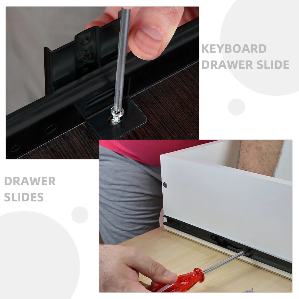 1 Set 27 Inch Keyboard Guide Rail Cold Rolled Steel Smooth Drawer Slides For Computer Desk Organizer Keyboard Tray Slides Full