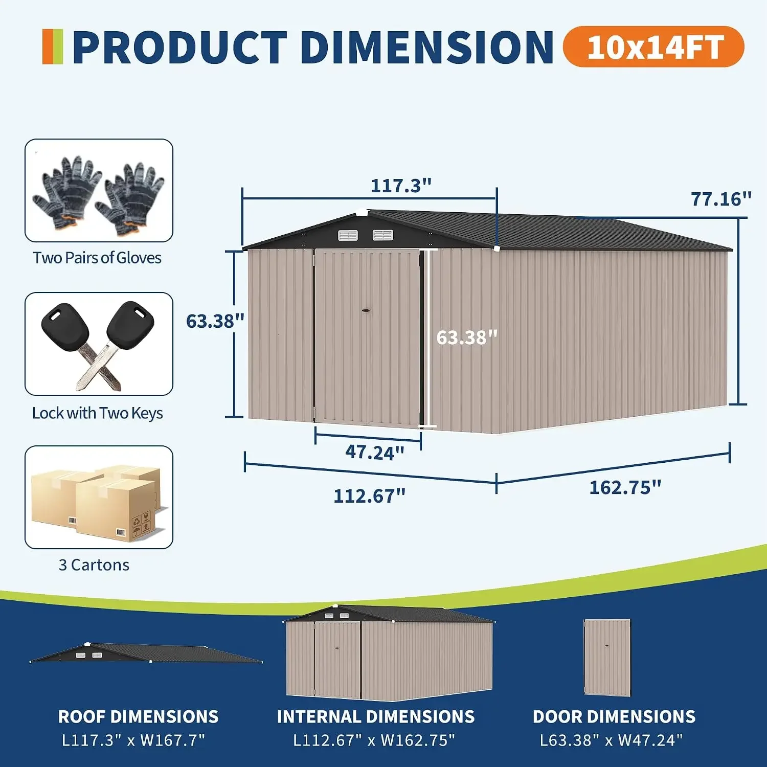 Metal Outdoor Storage Shed, Lockable Door & Air Vent, Yard/Garden Tool Shed for Backyard Patio Lawn, Custom