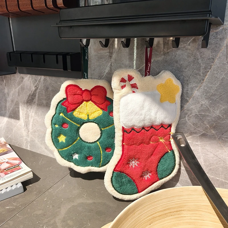 Christmas Santa Claus Hand Towels for Kitchen