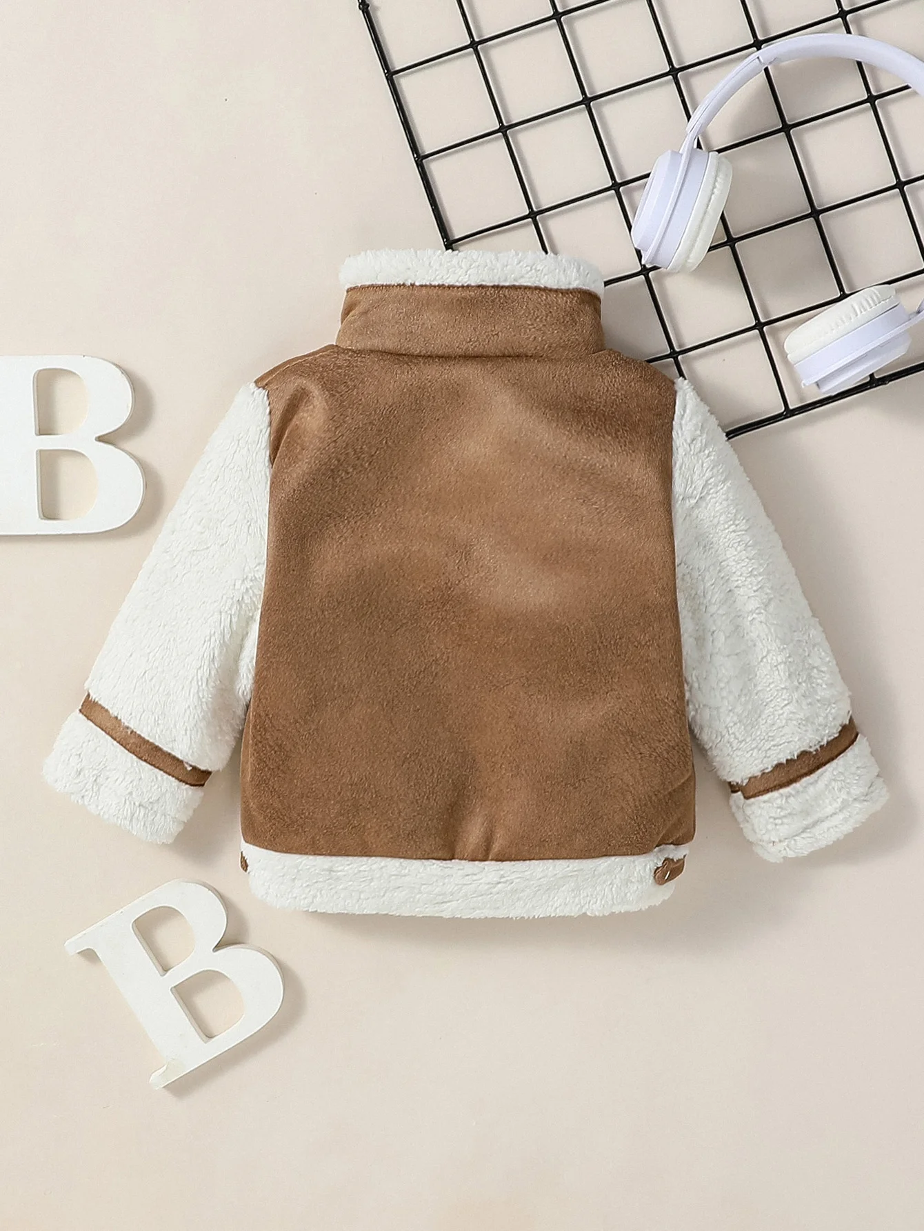 Baby Boys Winter Warm Coral Velvet Zipper Long Sleeve Brown Streetwear Fashion Coat Jacket For 3M-3Y Outdoor Clothing