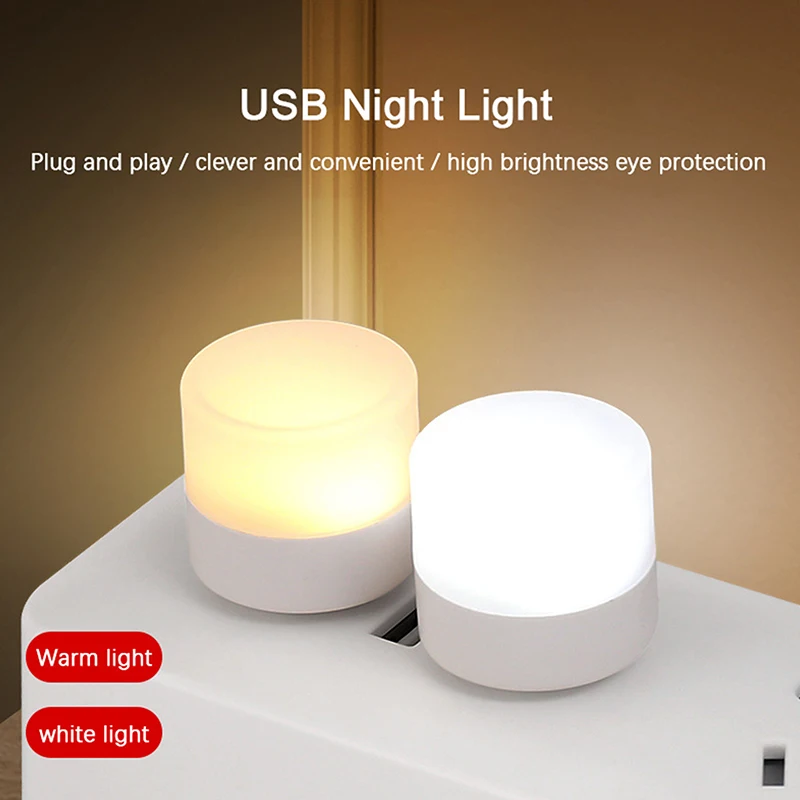 USB Plug Lamp Mini Night Light Computer Mobile Power Charging Small Book Lamps LED Eye Protection Square Reading Light