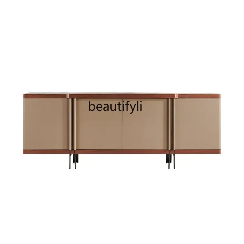 

cc1820Italian-Style Light Luxury Sideboard Saddle Leather Solid Wood Living Room Dining Room Bar Counter Wall Storage
