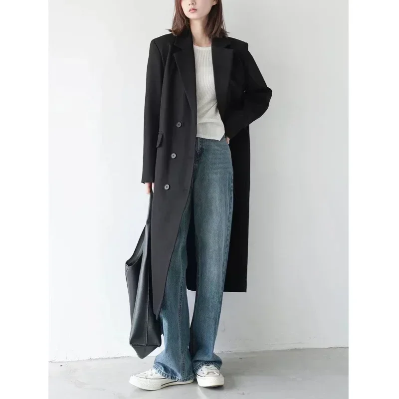 

Long Trench Women Leisure Streetwear Office Lady All-Match Elegant Spring Temper Overcoats Minimalist Harajuku Windbreaker