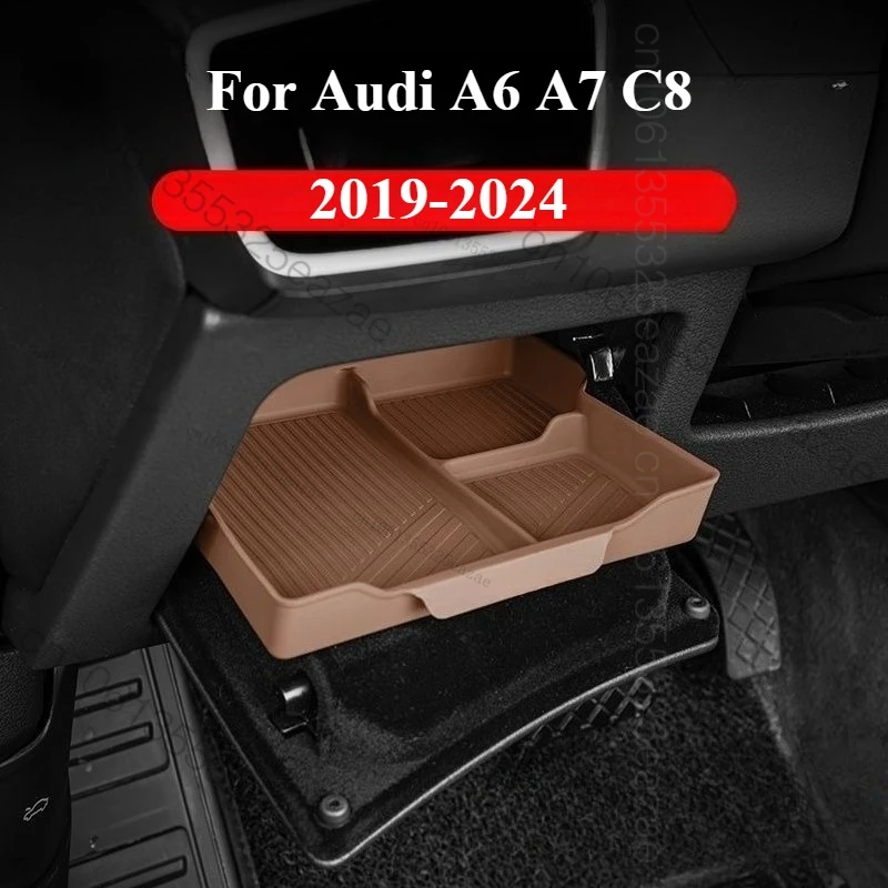 لأودي A6 A7 C8 2019 2020 2021 2022 2023 2024 صندوق تخزين سيليكون داخل السيارة ، تحت صندوق تخزين مقعد السائق #1